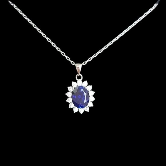 Host Pick 🥳2.6 Carat Swiss Sapphire Sterling Silver Necklace - Picture 1 of 11